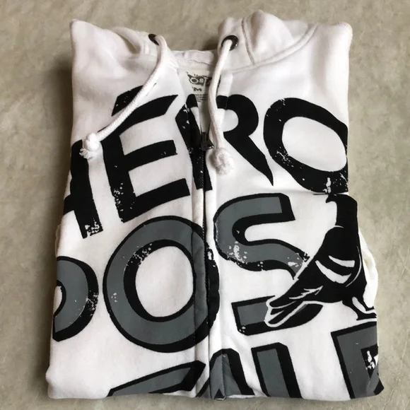 Aeropostale Men’s Spell Out White Full-zip Hoodie Sweater Shirt Jacket Size M - Picture 4 of 11